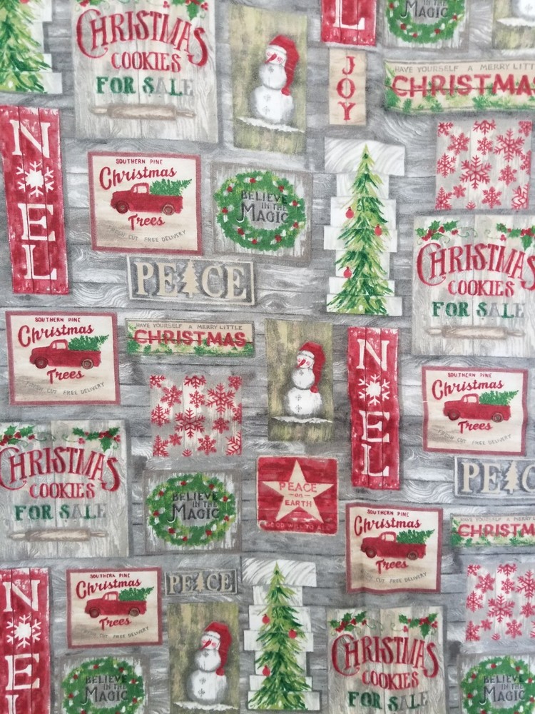 Country CHRISTMAS Patchwork Super Snuggle Flannel Fabric 70″ x 42″