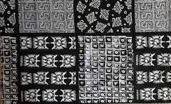 Vintage Black White Geometric Print Cotton Fabric 2 Yards 45″W Boho Modern
