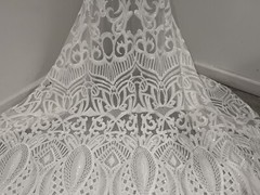 White 4way stretch sequin Lace fabric 50” Width Sold By The Yard