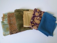 Lot of 6 Fabric Pieces Remnants Scarf Apparel Dresses Crafts Boho Mid Century
