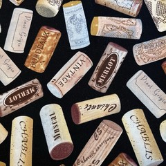 Wine Red White Glass Full Corks Tossed Timeless Treasures 2 Yard Bundle