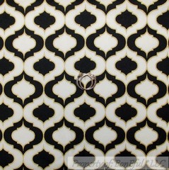 BonEful Fabric FQ Cotton Quilt VTG Black White Gold Metallic Check Stripe Block