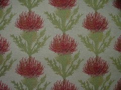 Scottish Thistle Curtain Fabric Rosso Upholstery Cushion Blind Use Jacquard