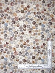 Sewing Themed Button Toss Ecru Cream Cotton Fabric QT Couture By The Yard