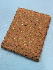 Blush Pink Gold Swiss Voile Lace| Floral Lace Embroidery| Sold by 5 Yards.