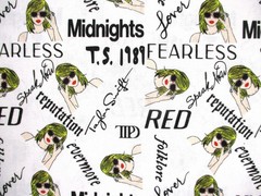 Taylor Swift Album Names on 100% Cotton Fabric by the 1/4 Yard : 9″ x 57″