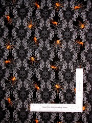 Halloween Fabric By Yard Spooky Night Skull Spider Web Black Cotton Studio E