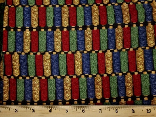 DEBBIE MUMM Fabric – CREATIVE WOMAN – Spools of Thread – by the HALF yard