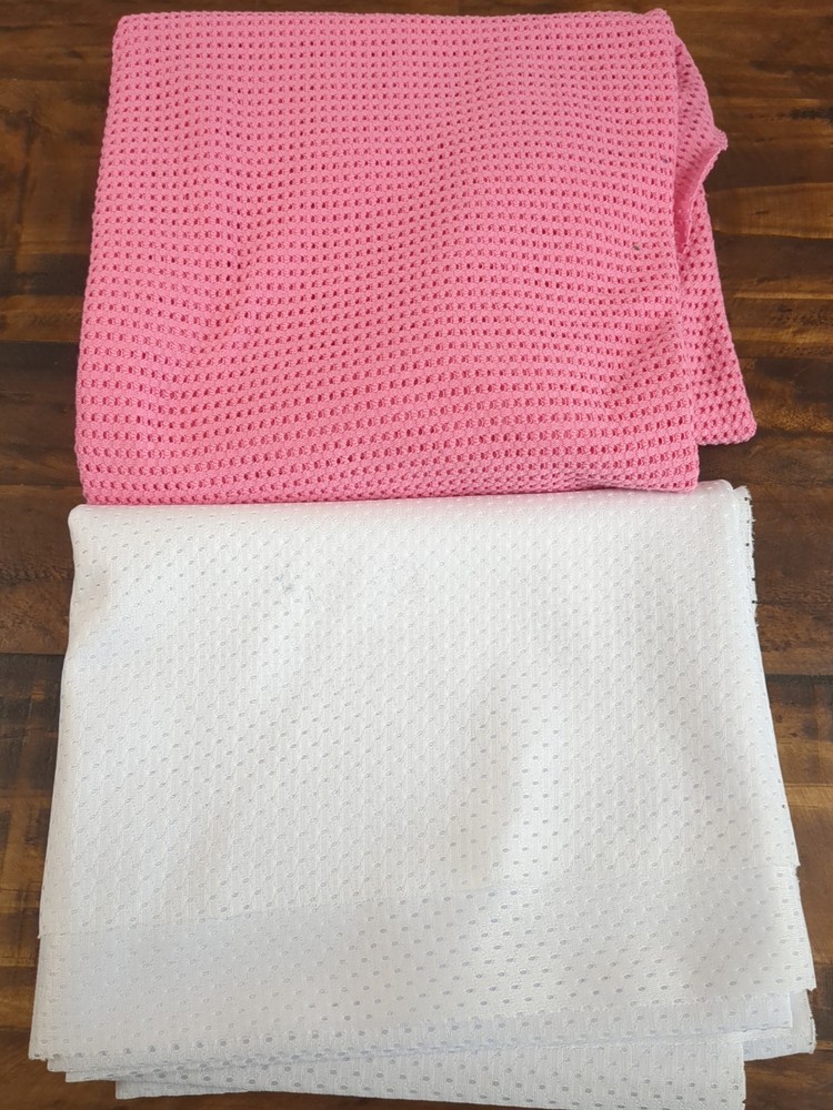 Lot of Mesh like Fabric, pink and white, 1lb 8oz