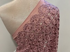 ROSE PINK Embroidered Chiffon Scarf Shawl 68×22 Wide