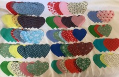 120 Pre Cut Fabric Hearts Assorted Colors Patterns for Quilting Sewing Crafts