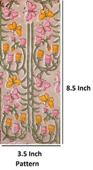 Cotton Fabric Hand Block Butterfly Print Pure Running Indian New Vintage 3 Yard