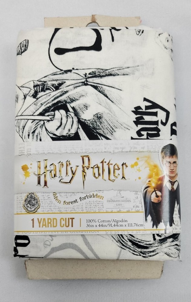 Harry Potter White and Black Print 100% Cotton Fabric One Yard 36in x 44in