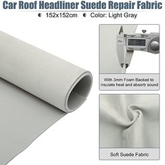 Suede Headliner Fabric 60″ x 60″ Foam Backed for Car 60inch x 60inch Light Gray