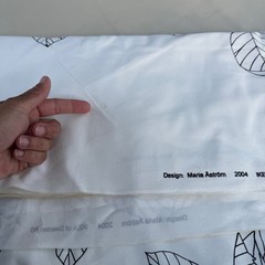 IKEA Fabric 60×120 White Black Maria Astrom 2004 Botanical Leaf Canvas 3.3Yd