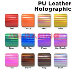 Fabric Holographic Orange Cloth Vinyl Weave PU Faux Leather Iridescent Craft DIY