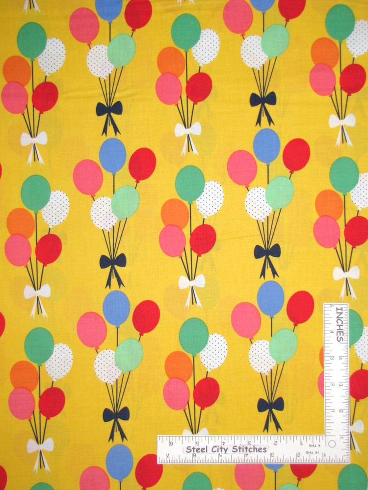 Balloon Party Balloons Funfair Yellow Cotton Fabric PC6811 Michael Miller – Yard