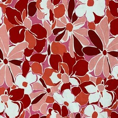 Fabulous New Red Floral Stretch Fabric 4.33 yds Apparel Swimwear Excellent