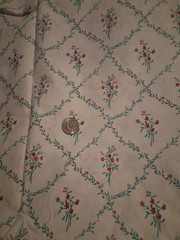 Red And Green On White Floral Cotton Polyester Blend Fabric 42″ X 36″