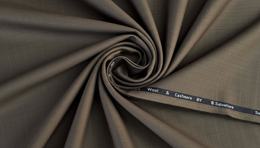 Brown Sharkskin Suiting Fabric Cashmere Wool
