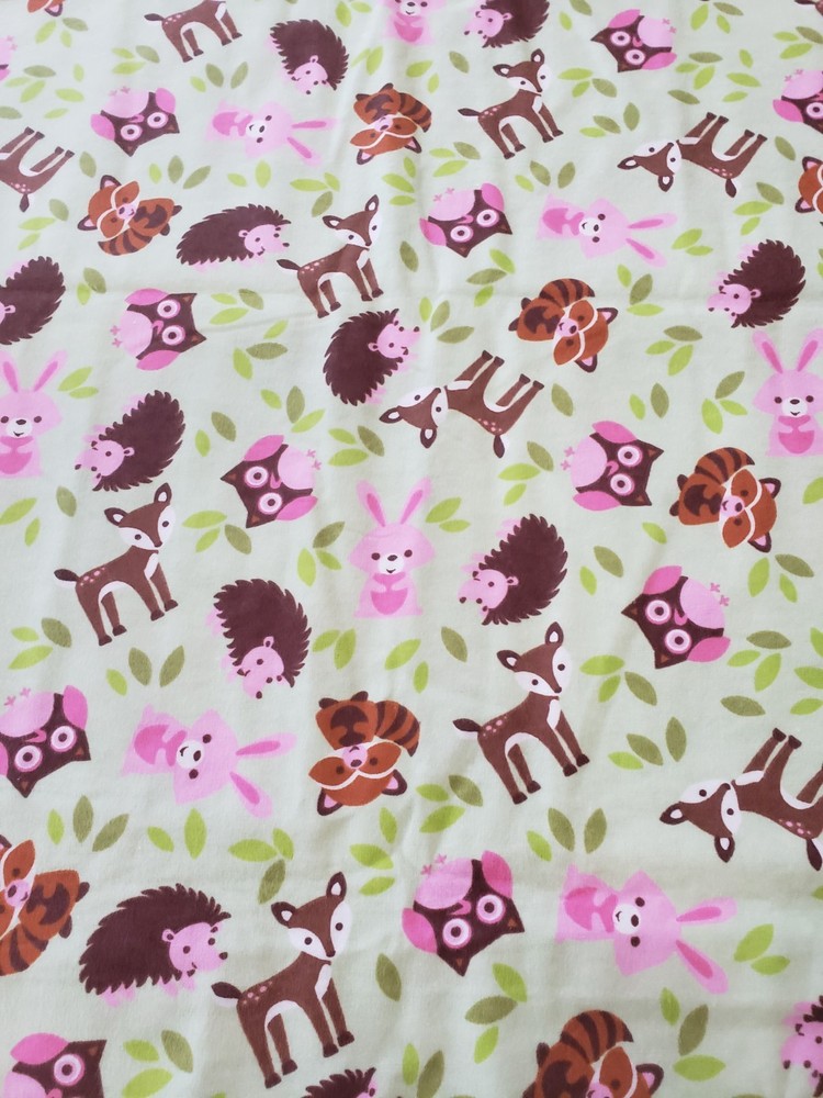 Woodland Animal Green Children Nursery Fabric 43X80″ Snuggle Flannel 100% Cotton