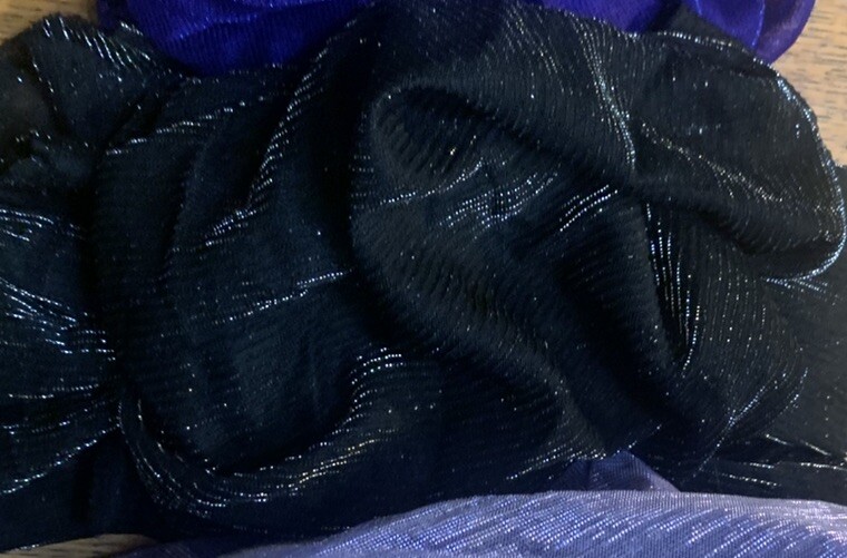 Remnant Vintage semi sheer Sparkling Black Silver Lurex Stripe Knit fabric