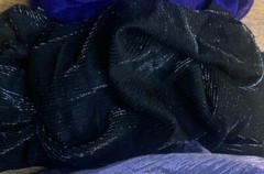 Remnant Vintage semi sheer Sparkling Black Silver Lurex Stripe Knit fabric