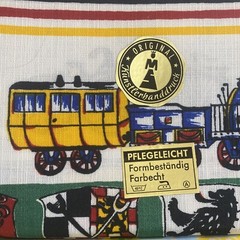 VTG Fabric Original Kinsterhanddruch West Germany New Trains 100% Viscose