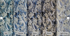 Black & Metallic Gold Great Wave Japanese Cotton Dobby Shirting – 5 COLORS!