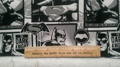 Fabric Marvel Comics Black & White w/Dark Knight Man of Steel 20″ Square $5.50