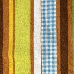 VTG Stripe Check Fabric 70s Retro Blue Green Brown Cotton Fabric 2.75 Yds x 42″