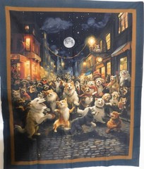Marshall dry goods Dancing Dogs 100% cotton fabric panel 45″