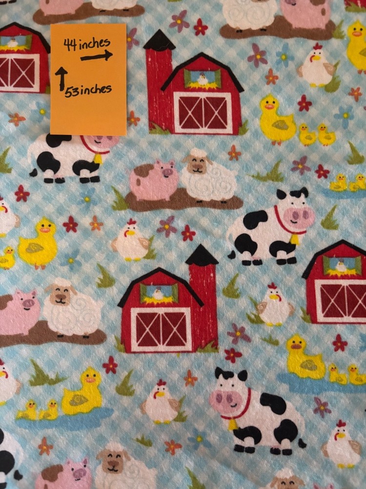 Hobby Lobby Farm Barn Barnyard Cotton Fabric Flannel 44″ X 53″ Cows Pigs Ducks