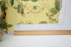 Vtg Yellow w/ Strawberries Decorator Fabric Richloom 1998 Approx 55″x37″ Craft