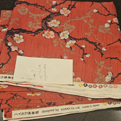 Kokka Japan Haikara 100% Cotton Fabric Plum Blossom Ume Over Brick Red 44″ 5+ yd