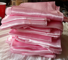 Lot of many Pink Fabric strips, 9 ft Lg and other lengths, soft, light