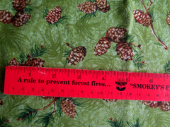 Vintage Wildlife Pinecone Cotton Fabric Anita Phillips Green & Brown 2 Yards