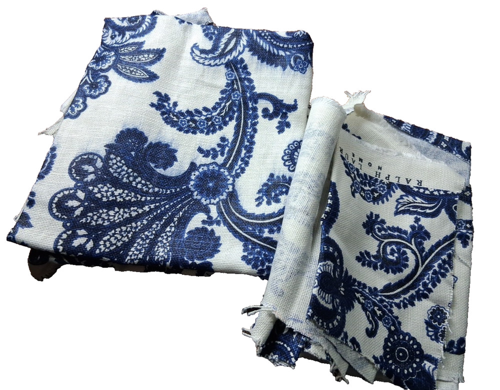 Ralph Lauren HOME Linen Paisley Fabric Remnants Pieces Vintage