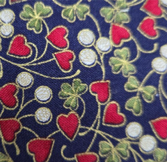 2008 RJR Fabric BE MY VALENTINE Hearts Red Green White on Navy 41″W x 1.9 Yards