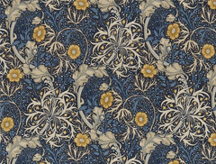 WILLIAM MORRIS CURTAIN FABRIC DESIGN Seaweed 3 METRES INK/WOAD 100% COTTON