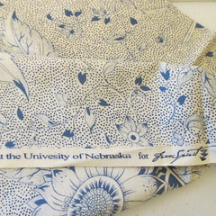 Cotton Int’l Quilt Study Center Nebraska Tan Red Blue Floral 23″ x 44″