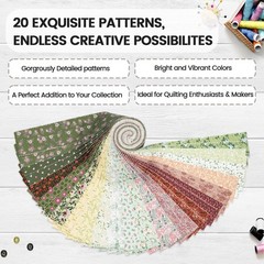 40 PCS 100% Cotton Jelly Roll Fabric Precut Strips 2.5×44 Inch Cottage Bloom