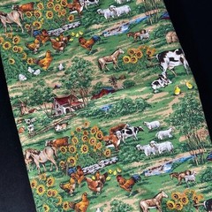 VTG 90s CRANSTON Print Works FARMYARD PASTURE Fabric by Joan Messmore 73 x 44