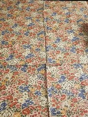 Cotton Blend Fabric, 60×44 Burnt Orange & Blue Floral