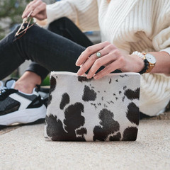 Cow Print Vinyl, Smooth Textured Animal Hide Pattern Faux Leather, Embossed Upho