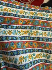 2x Vtg House N Home Fabrics Pieces Bright Primary Floral Stripe Flower 27″x49″