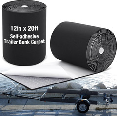 12In X 20Ft Black Boat Trailer Bunk Carpet with Adhesive, Marine Outdoor Polyest