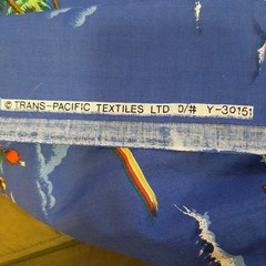 HAWAIIAN Fabric Palm Sailboat Waves Rainbow TRANS PACIFIC TXTILE COTTON 40 X 80″