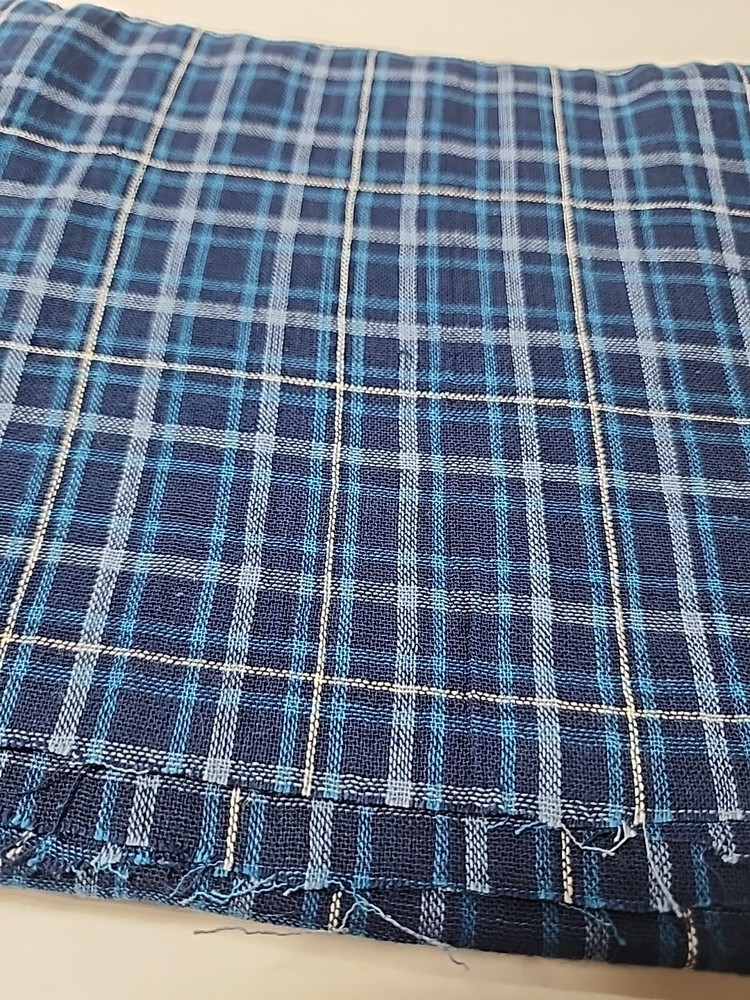 Multi-Tone BLUE & White Plaid Woven Cotton Quilting Sewing Fabric 42″ X 3.7yds