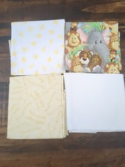 Lot of baby themed Fabric, bees and animals, yellow and white, 1lb 2oz